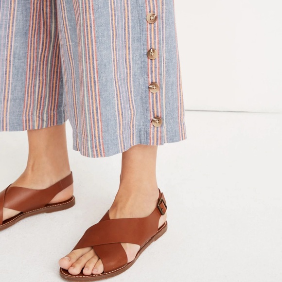 Madewell Women's Side-Button Huston Pull-On Crop Pants in Rainbow Stripe ST - Picture 3 of 14